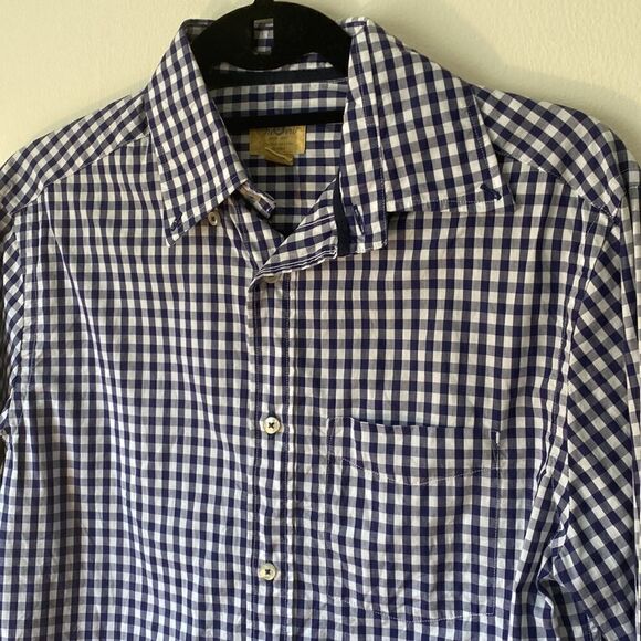 Three Truths button down blue and white gingham cotton small - Picture 3 of 5